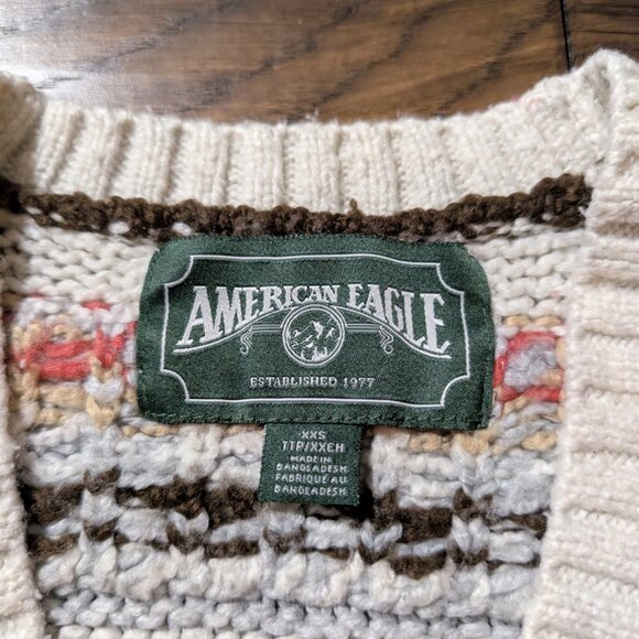 American Eagle Fair Isle knit cardigan sweater size XXS - Picture 4 of 16